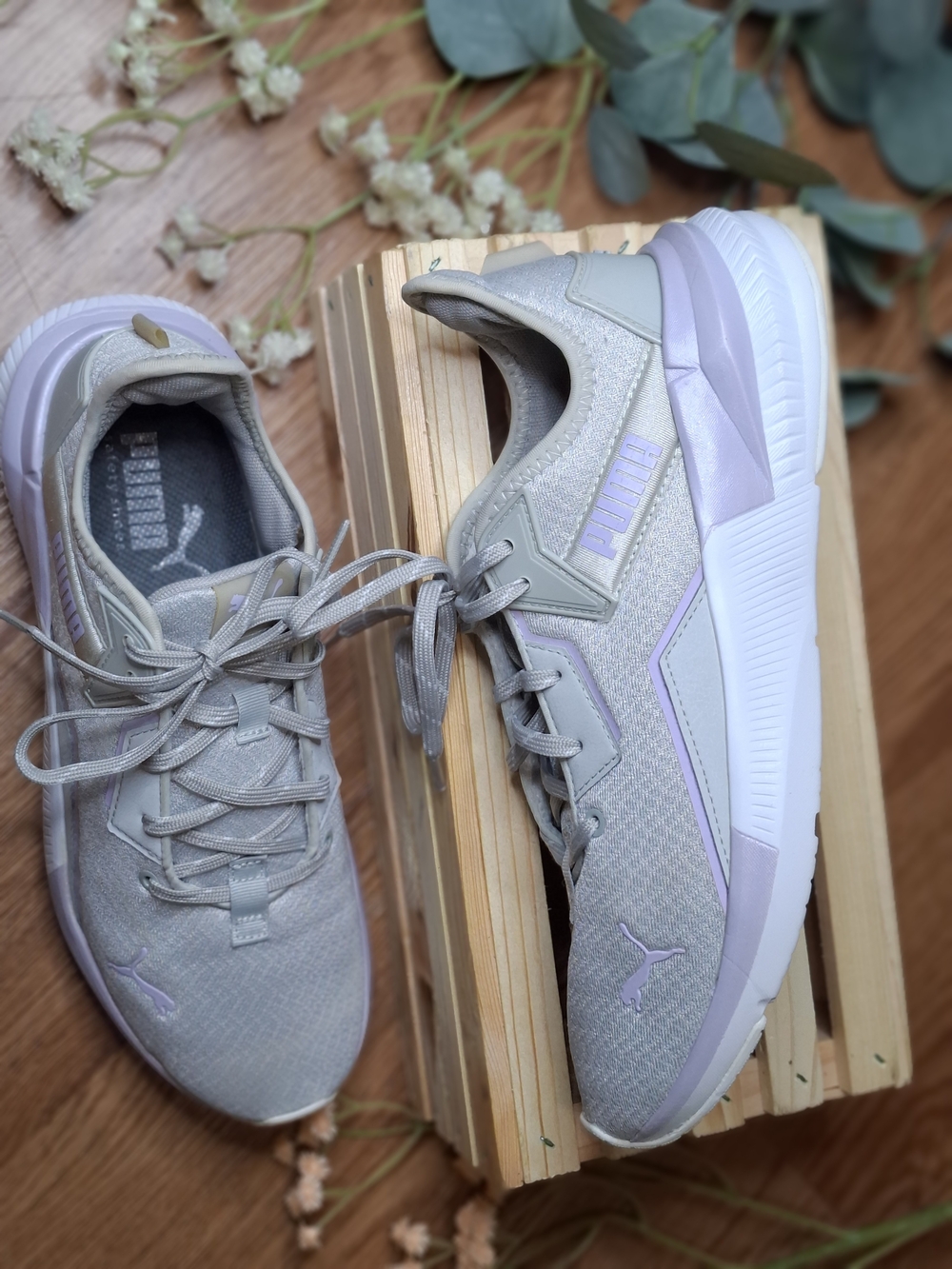 PUMA Women's Gray Lavender Running Sneakers